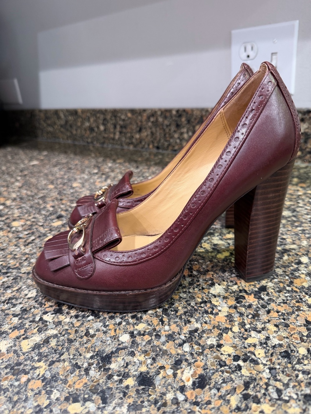 Coach Women's Burgundy Tassel Platform Pumps